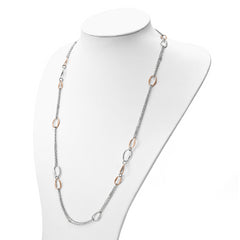 Sophia Jewelers 925 Sterling Silver Two-Tone Necklace with Rose Gold Accent
