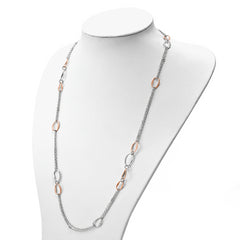 Sophia Jewelers 925 Sterling Silver Two-Tone Necklace with Rose Gold Accent