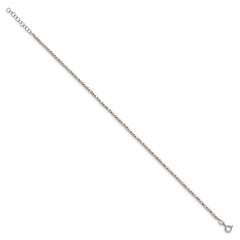 Sterling Silver Rose flash-plated Diamond Cut w/1in ext. Anklet