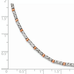 Sterling Silver Rose flash-plated Diamond Cut w/1in ext. Anklet