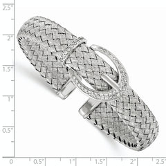 Sophia Jewelers Sterling Silver CZ Woven Flexible Cuff Bracelet