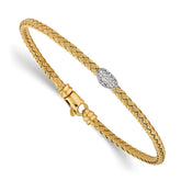 Sterling Silver Gold-tone CZ Woven Bracelet