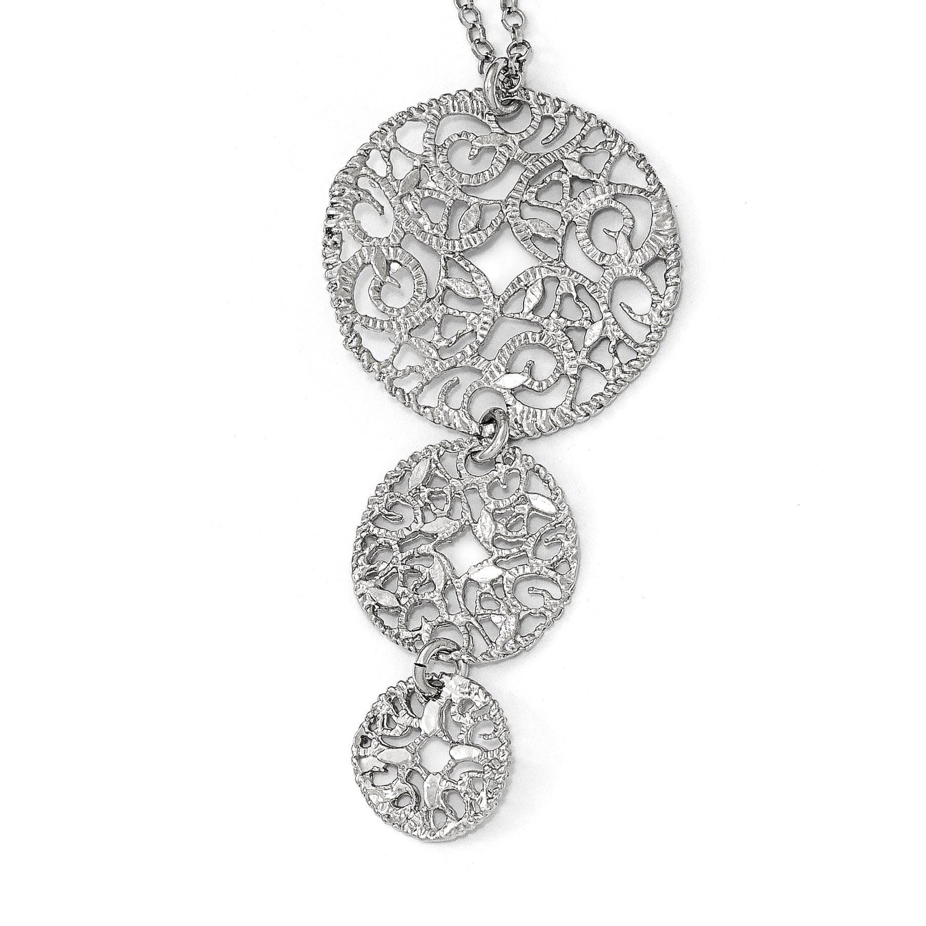 Sterling Silver Textured w/1.5in ext. Necklace