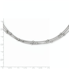 Sterling Silver 3-Strand Beaded Necklace with Polished Finish