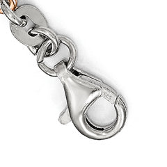 Sterling Silver w/Rose-tone Cross w/1.5in ext. w/Cross Bracelet