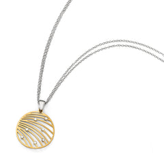 Sterling Silver 925 Necklace with Gold-tone CZ Pendant Elegant Design