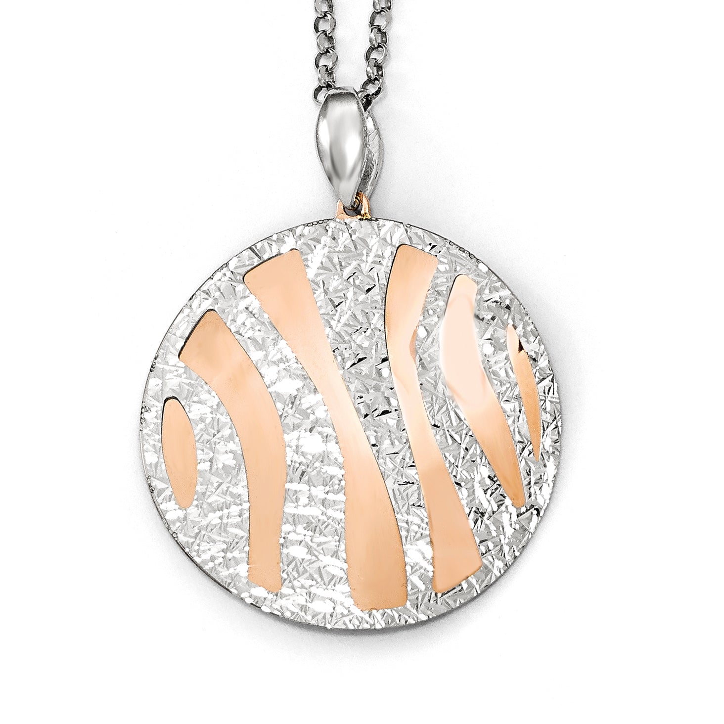 Sterling Silver Rose-tone D/C w/2in ext. Necklace