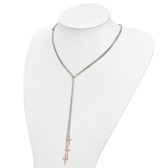 Sterling Silver 925 Adjustable Rose-Tone Cross Necklace Elegant and Stylish
