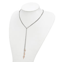 Sterling Silver 925 Adjustable Rose-Tone Cross Necklace Elegant and Stylish