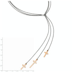 Sterling Silver 925 Adjustable Rose-Tone Cross Necklace Elegant and Stylish