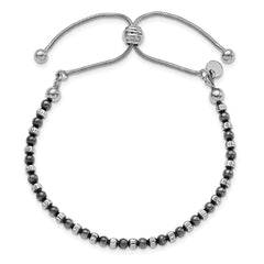 Adjustable Sterling Silver Ruthenium-Plated Diamond-Cut Bracelet by Sophia Jewelers