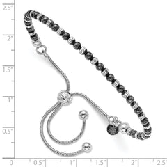 Adjustable Sterling Silver Ruthenium-Plated Diamond-Cut Bracelet by Sophia Jewelers
