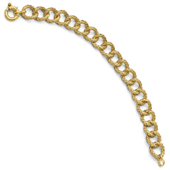 Sterling Silver Gold-plated Polished Textured Bracelet- Fancy Spri