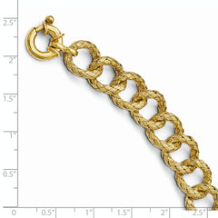 Sterling Silver Gold-plated Polished Textured Bracelet- Fancy Spri