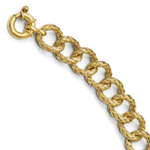 Sterling Silver Gold-plated Polished Textured Bracelet- Fancy Spri