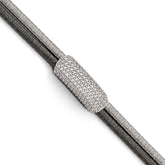 Sterling Silver Ruthenium-plated CZ with 1.5in ext. Bracelet