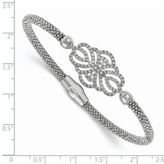 Sterling Silver Polished Textured CZ Bracelet