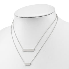 Sterling Silver 925 Double Bar Necklace with Polished Elegant Finish