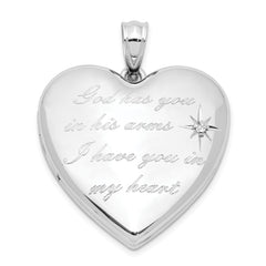 Sterling Silver Rhodium-plate God Has.. Diamond Ash Holder Heart Locket