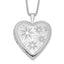 Sterling Silver Rhodium-plated 20mm with Daisies Heart Locket Necklace
