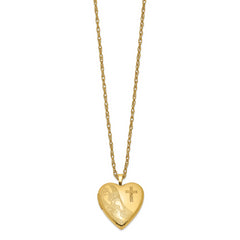 1/20 Gold Filled 20mm Cross & Footprint Heart Locket Necklace