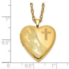 1/20 Gold Filled 20mm Cross & Footprint Heart Locket Necklace