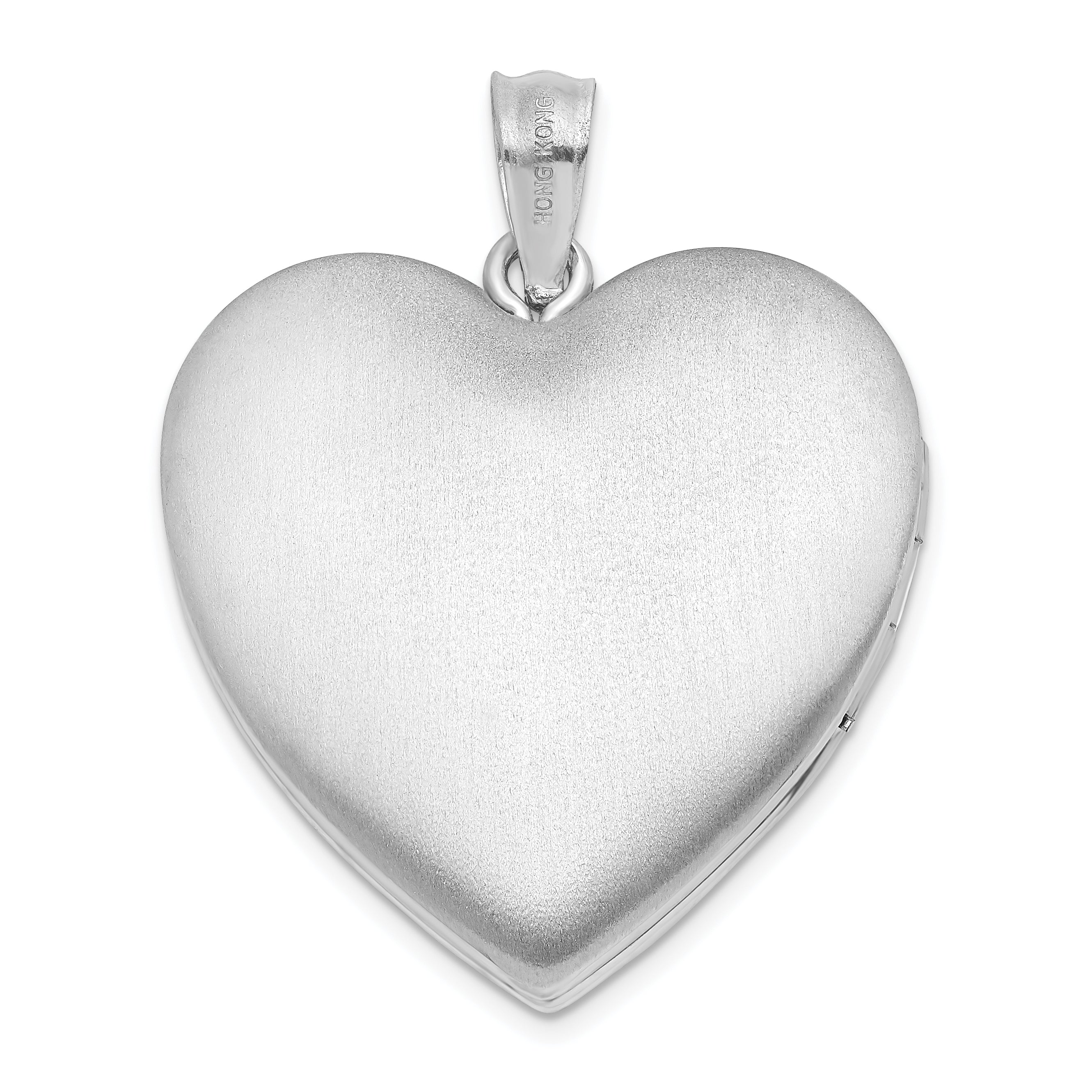 Sterling Silver Rhodium-plated 24mm Plain Heart Locket