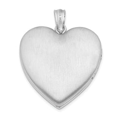 Sterling Silver Rhodium-plated 24mm Diamond Cut Cross Heart Locket