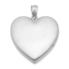Sterling Silver Rhodium-plated 24mm Enameled Diamond Cut Pink Ribbon Heart Locket