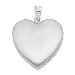 Sterling Silver Rhodium-plated 24mm Scrolled Heart Family Locket
