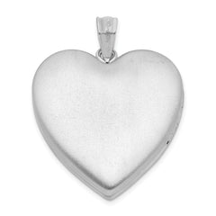Sterling Silver Rhodium-plated 24mm Satin Enameled & Diamond Cut Rose Locket
