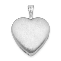 Sterling Silver Rhodium-plated 16mm Enameled & Diamond Cut Love Heart Locket