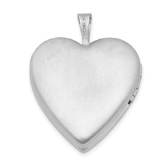 Sterling Silver Rhodium-plated 20mm Diamond Cut Heart Locket