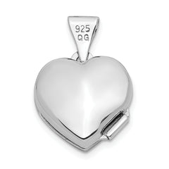 Sterling Silver Rhodium-plated & Diamond 20mm Diamond Cut Heart Locket