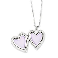 Sterling Silver Rhodium & Gold-plated Polished & Satin Diamond Mom Locket 18in Necklace/ Daughter Pendant 14in Cross Heart Necklace Set