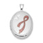 Enameled Pink Ribbon Oval Locket in Sterling Silver, 25mm - Sophia Jewelers