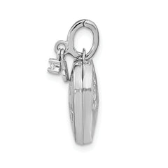 Sterling Silver Rhodium-plated Happy 16th Birthday With CZ Heart Locket