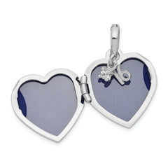 Sterling Silver Rhodium-plated Happy 16th Birthday With CZ Heart Locket