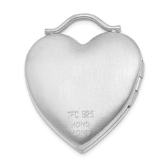 Sterling Silver Rhodium-plated 24mm Crystal Heart Locket