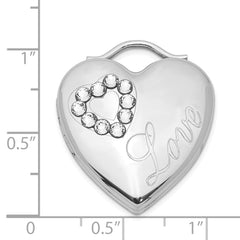 Sterling Silver Rhodium-plated 24mm Crystal Heart Locket