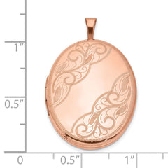 Sterling Silver Rose Gold-plated 26mm Swirled Oval Locket