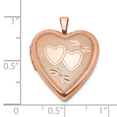 Sterling Silver Rose Gold-plated 20mm Double Hearts Heart Locket