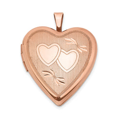 Sterling Silver Rose Gold-plated 20mm Double Hearts Heart Locket