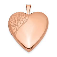 Sterling Silver Rose Gold-plated 20mm Polished Swirl Heart Locket