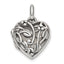 Sterling Silver Antiqued Filigree Top Polished Back 16mm Heart Locket
