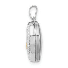 Sterling Silver Rhodium-plate Gold-tone Preciosa Crystal Mom Locket