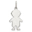 Sterling Silver Rhod-plated Eng. Boy Polished Front/Satin Back Disc Charm