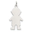 Sterling Silver Rhod-plated Eng. Boy Polished Front/Satin Back Disc Charm - Sophia Jewelers
