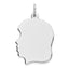 Angular Profile Girl Front/Satin Back Disc Charm in Sterling Silver - Sophia Jewelers
