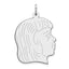 Profile Girl Front/Satin Back Disc Charm in Sterling Silver, 30mm - Sophia Jewelers